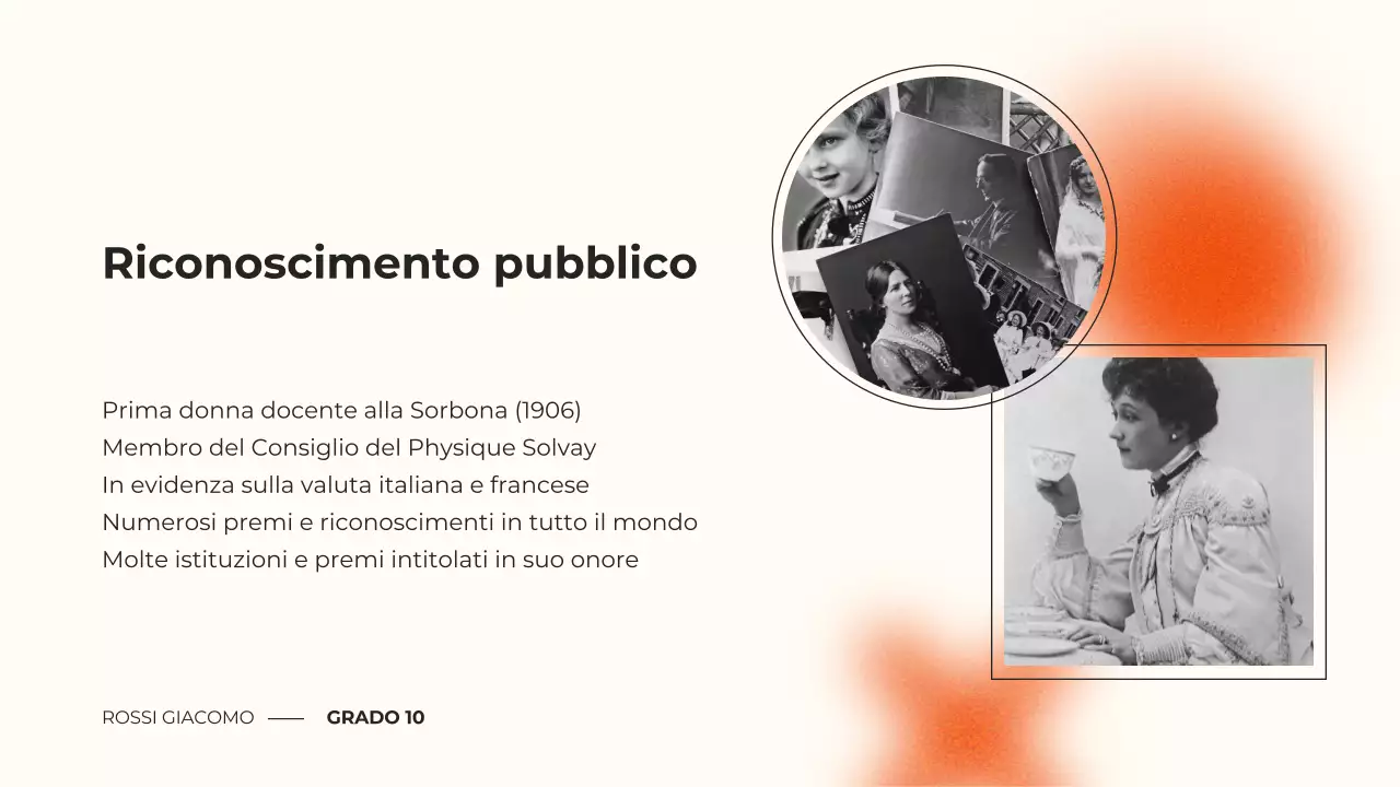 presentazione del corso di biografia moderna in nero e arancio
