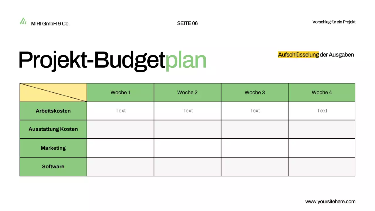 Präsentation eines grünen, modernen Projektvorschlags