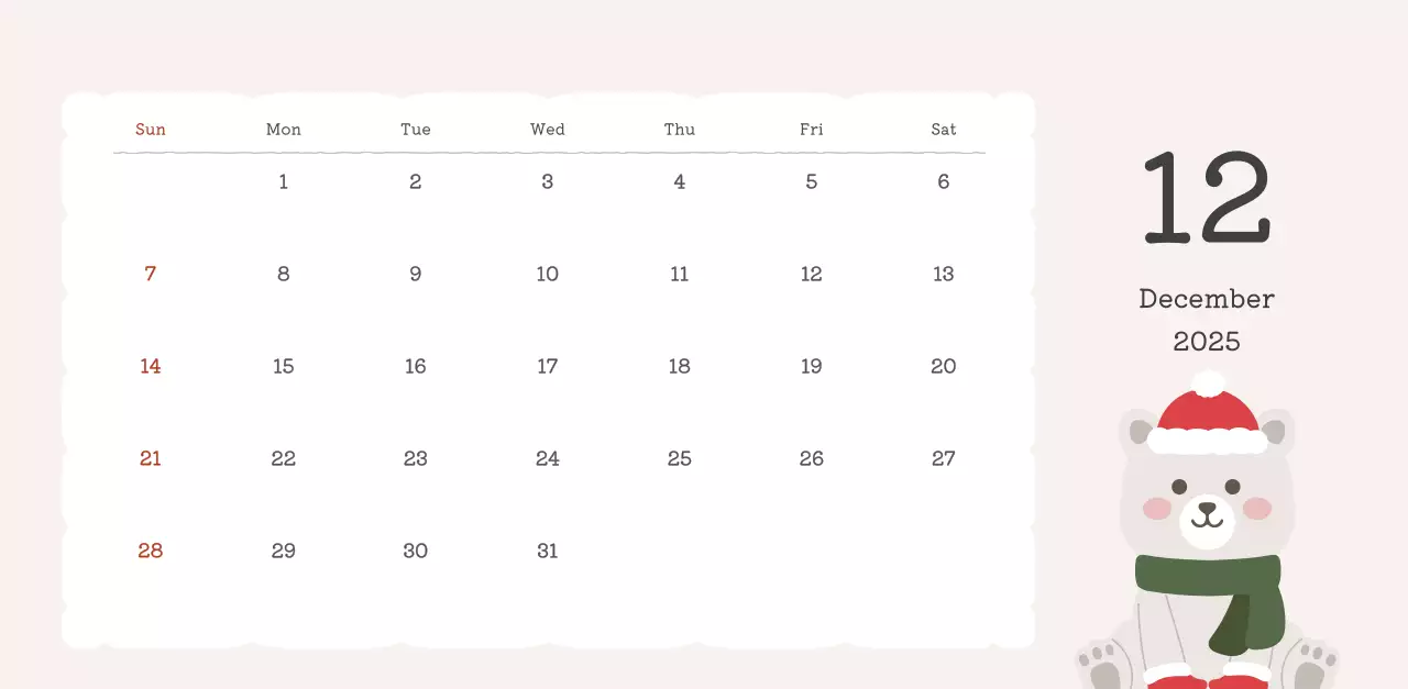 カラフルでかわいいイラストカレンダー