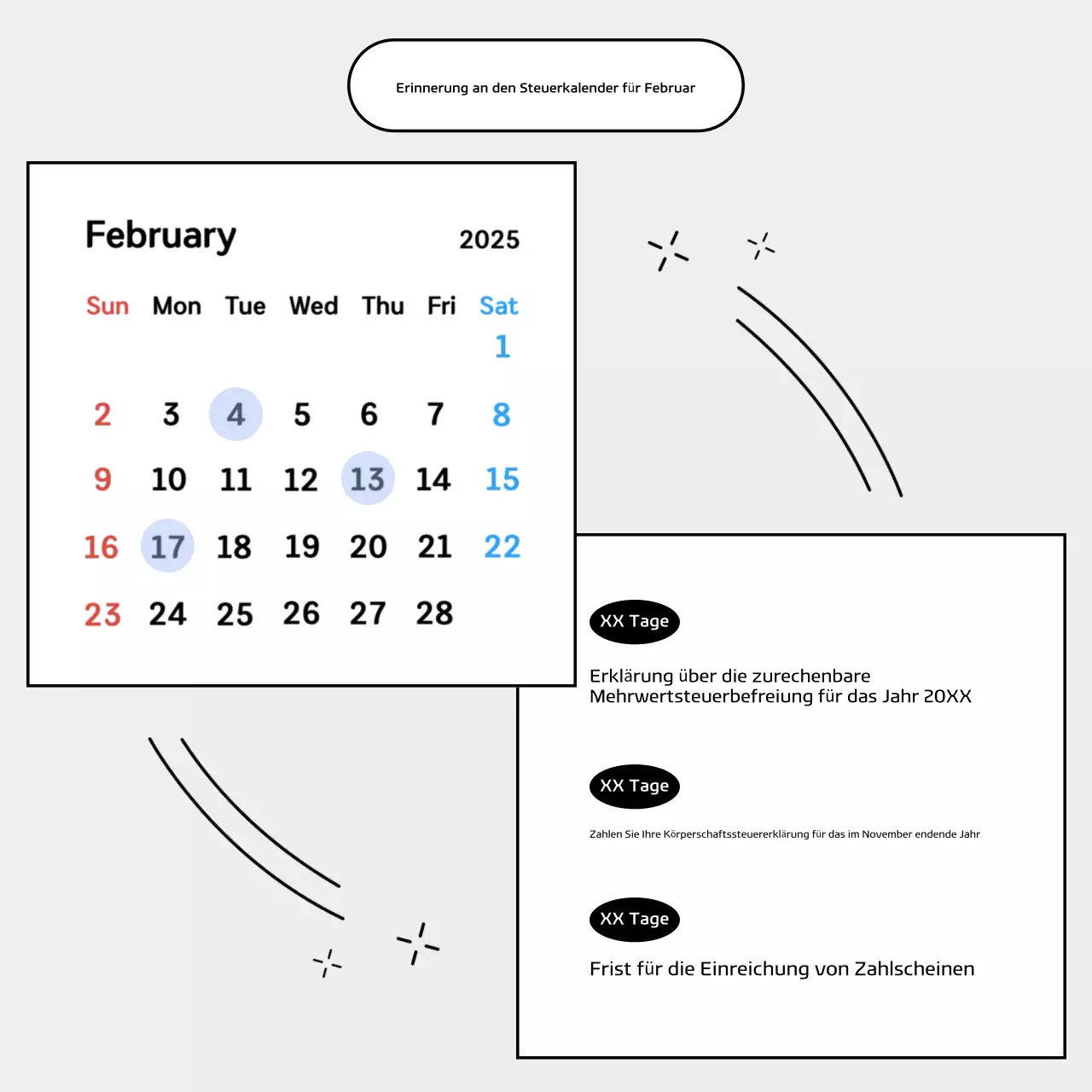 Blauer Moderner Steuerkalender Leitfaden