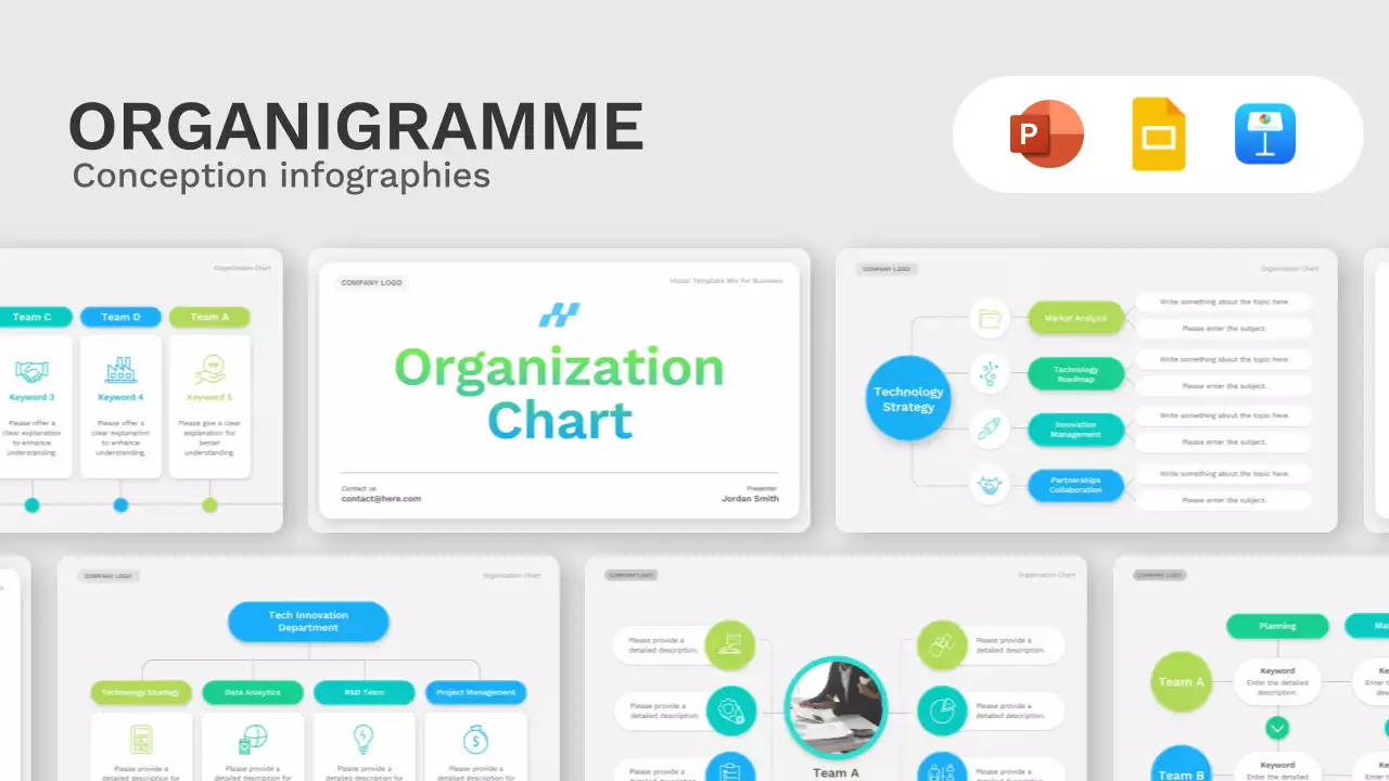 collection verte et moderne d'organigrammes