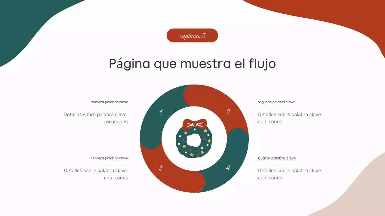 Informe de fin de año en un patrón geométrico de rojo y verde