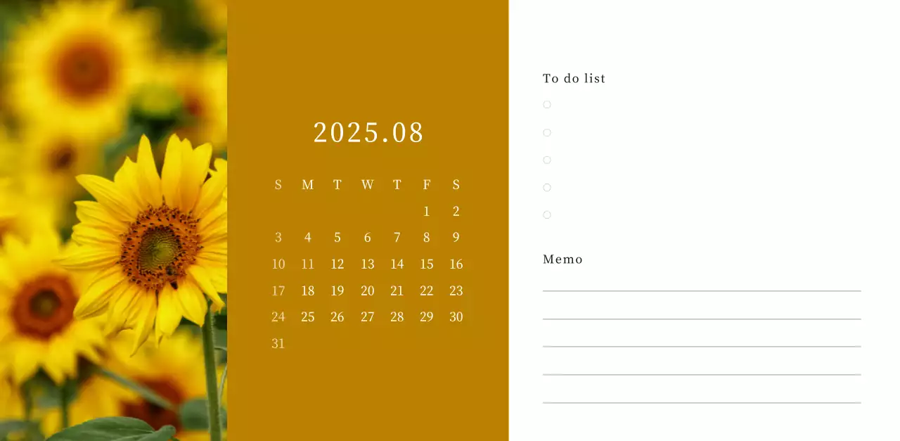 カラフルで美しい花のカレンダー