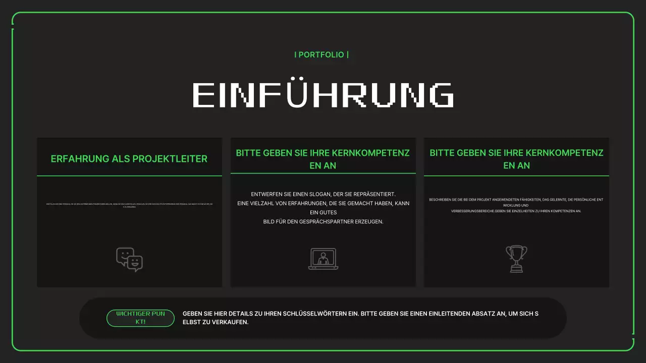 Portfolio mit einfachen pixeligen Illustrationen in Neonfarben für das neue Jahr