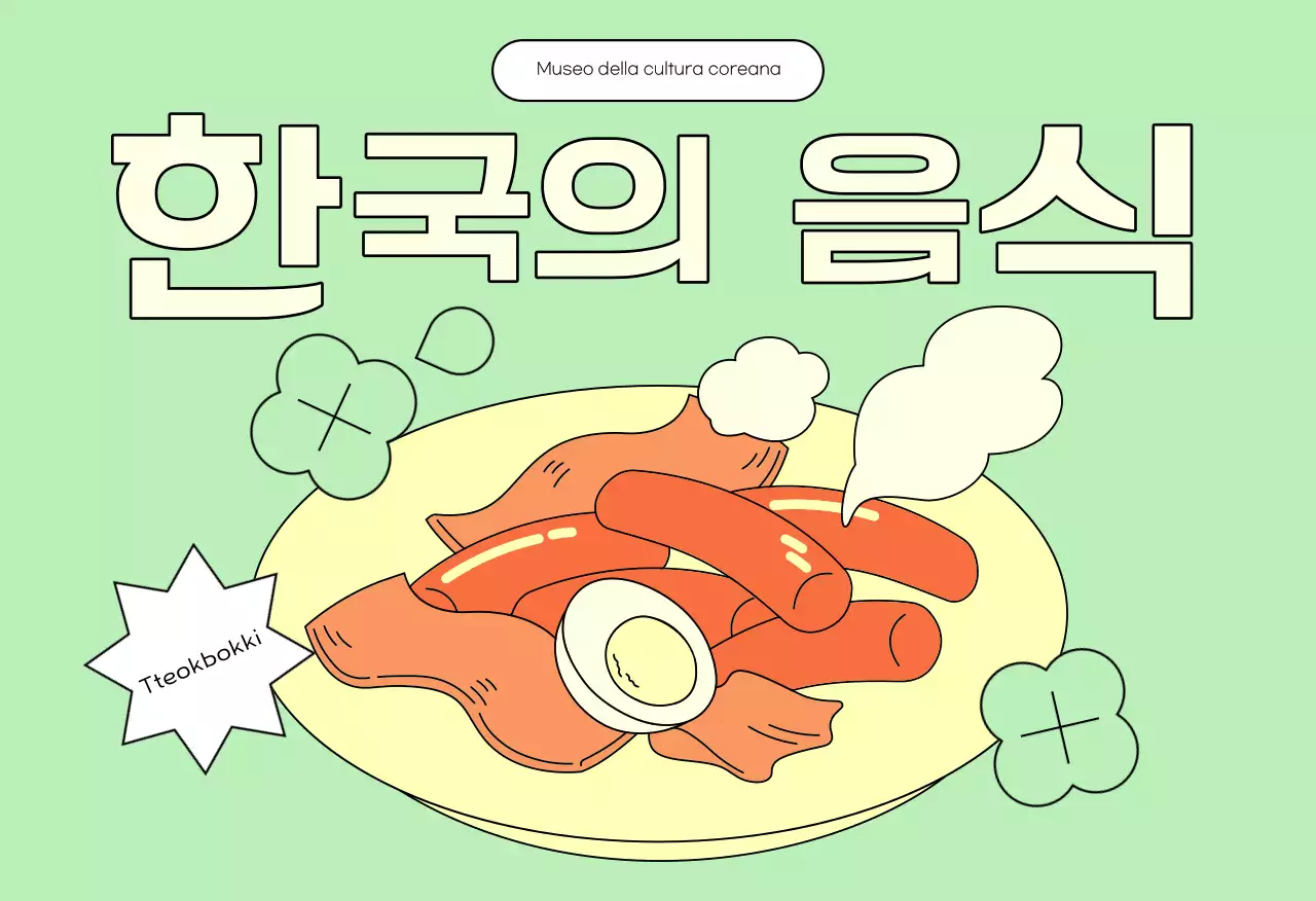 Cartolina con cibo coreano tradizionale alla menta