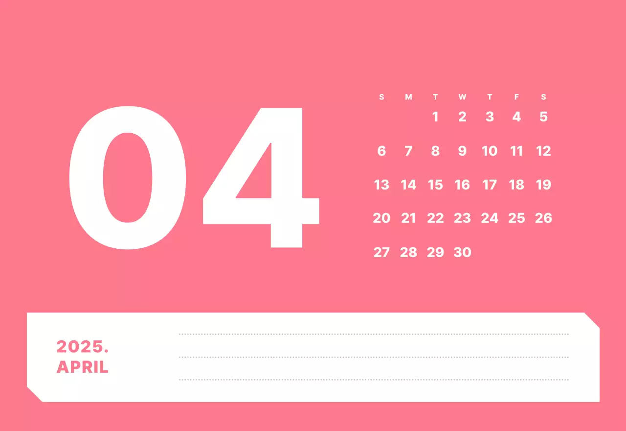カラフルでシンプルな数字カレンダー