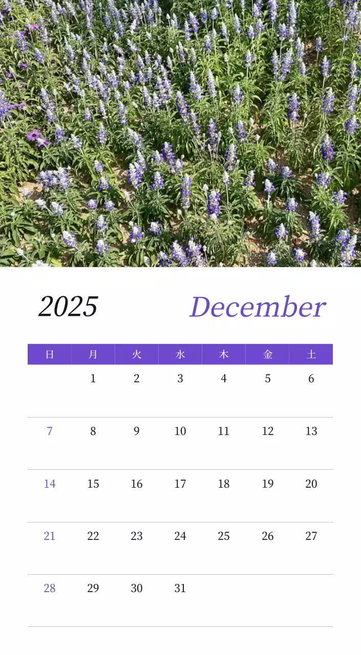 カラフルで美しい花のカレンダー