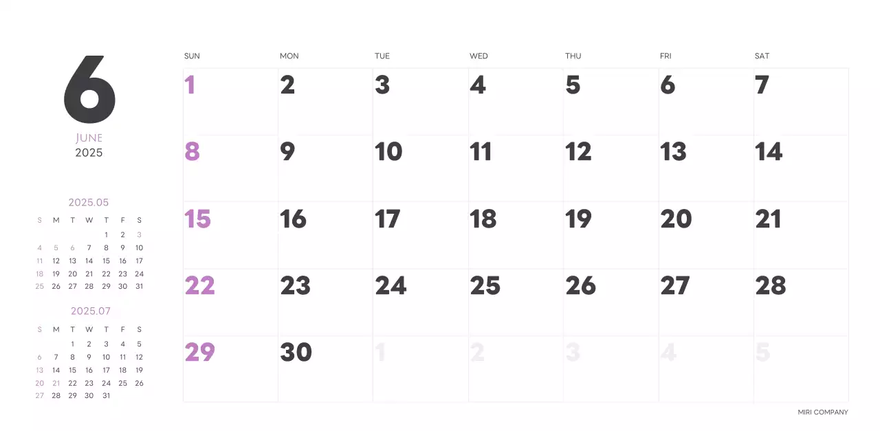 白と黒のシンプルな2025年版数字卓上カレンダー
