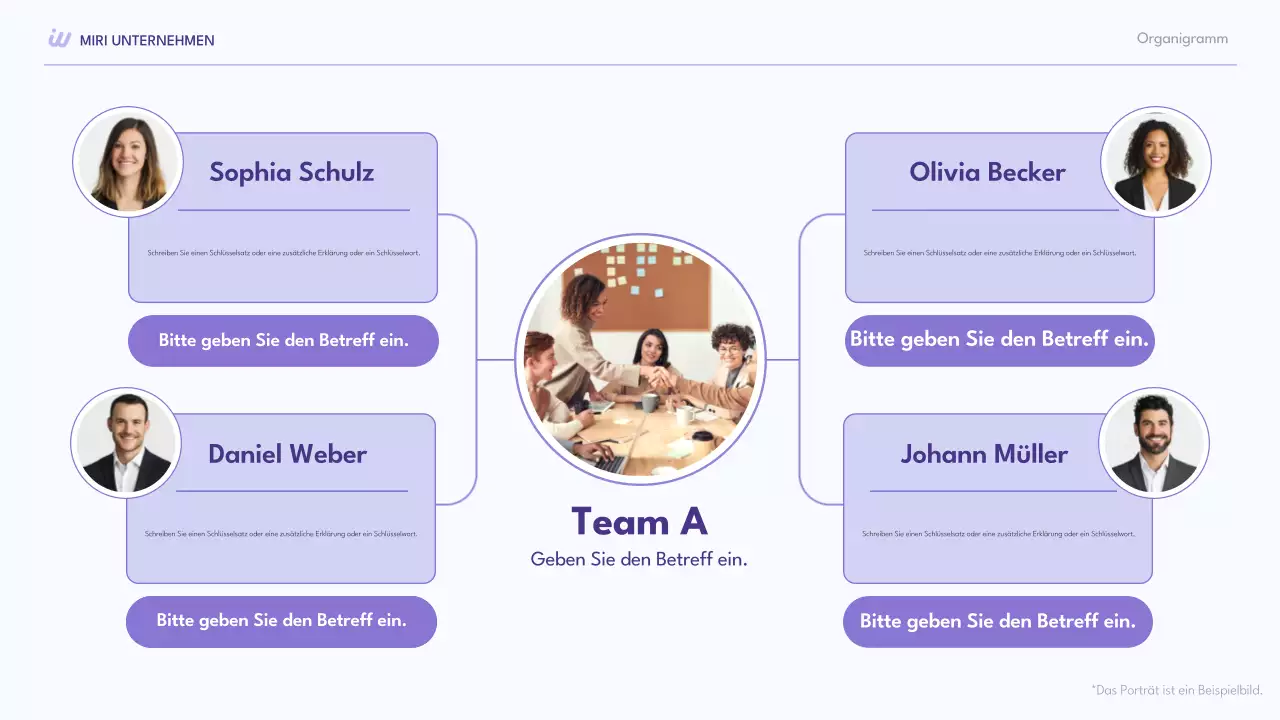lila moderne Sammlung von Organigrammen Layout