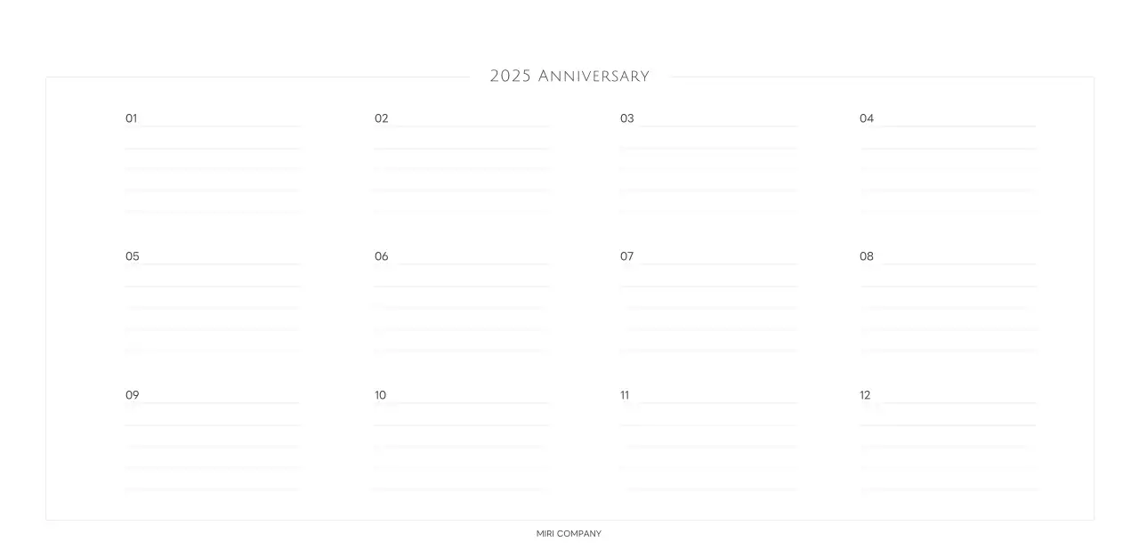 白と黒のシンプルな2025年版数字卓上カレンダー