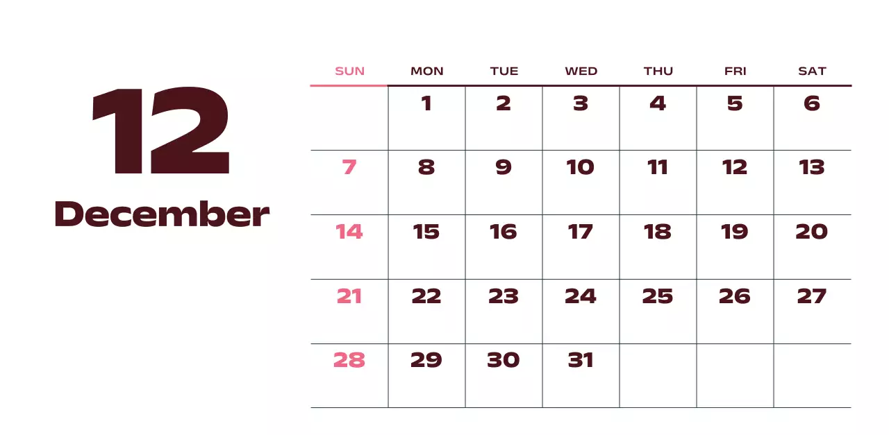 黒と白のモダンな2025年カレンダー