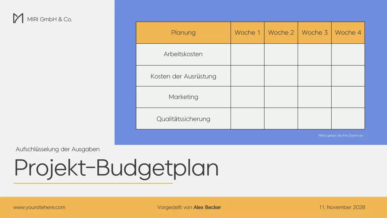 Moderner Businessplan in Blau und Gelb