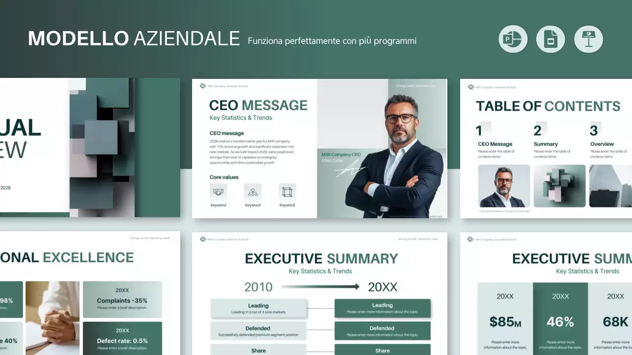 green minimal rapporto annuale piano d'impresa