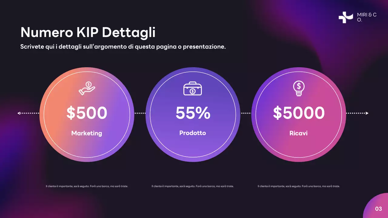 Piano aziendale moderno viola