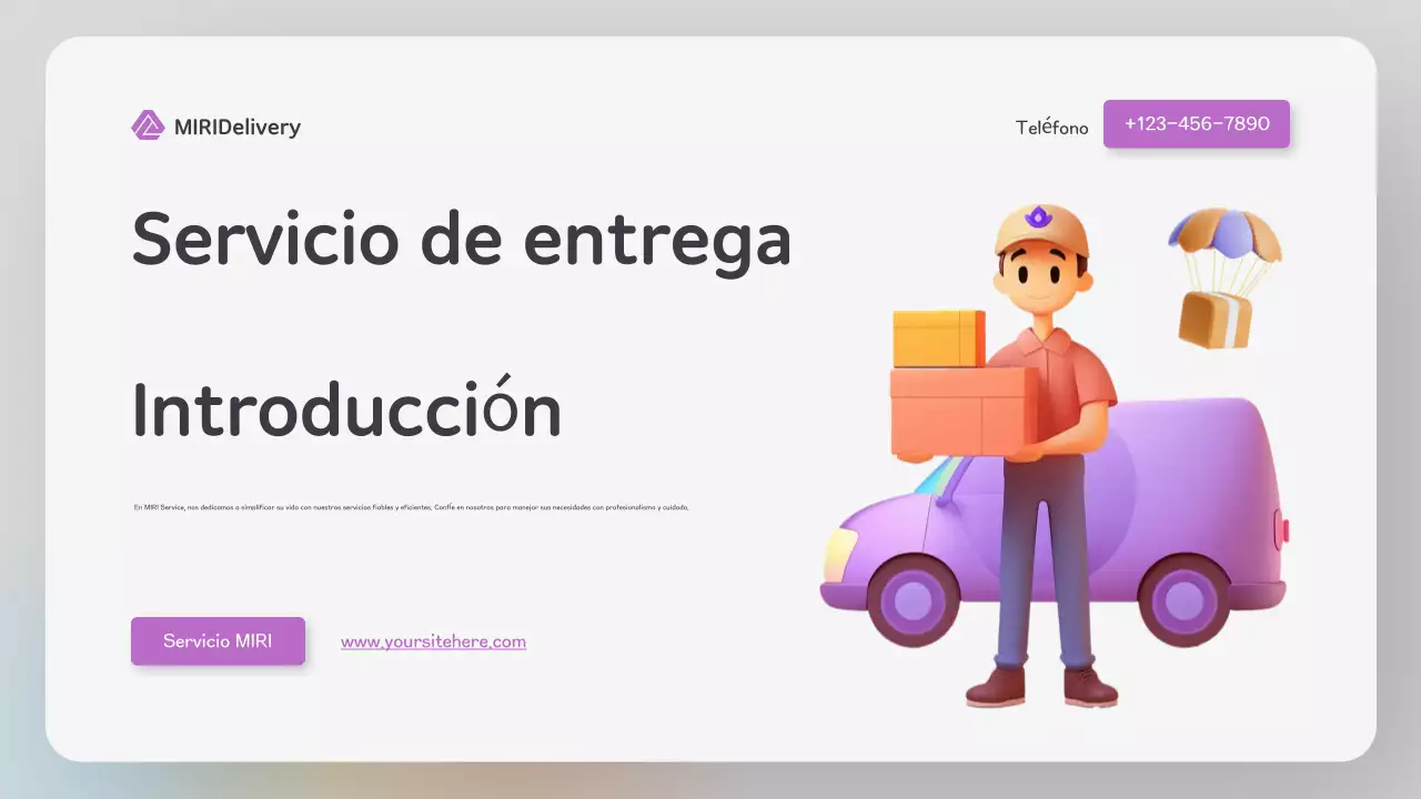 Presentación de la entrega en estilo de sitio web moderno y colorido