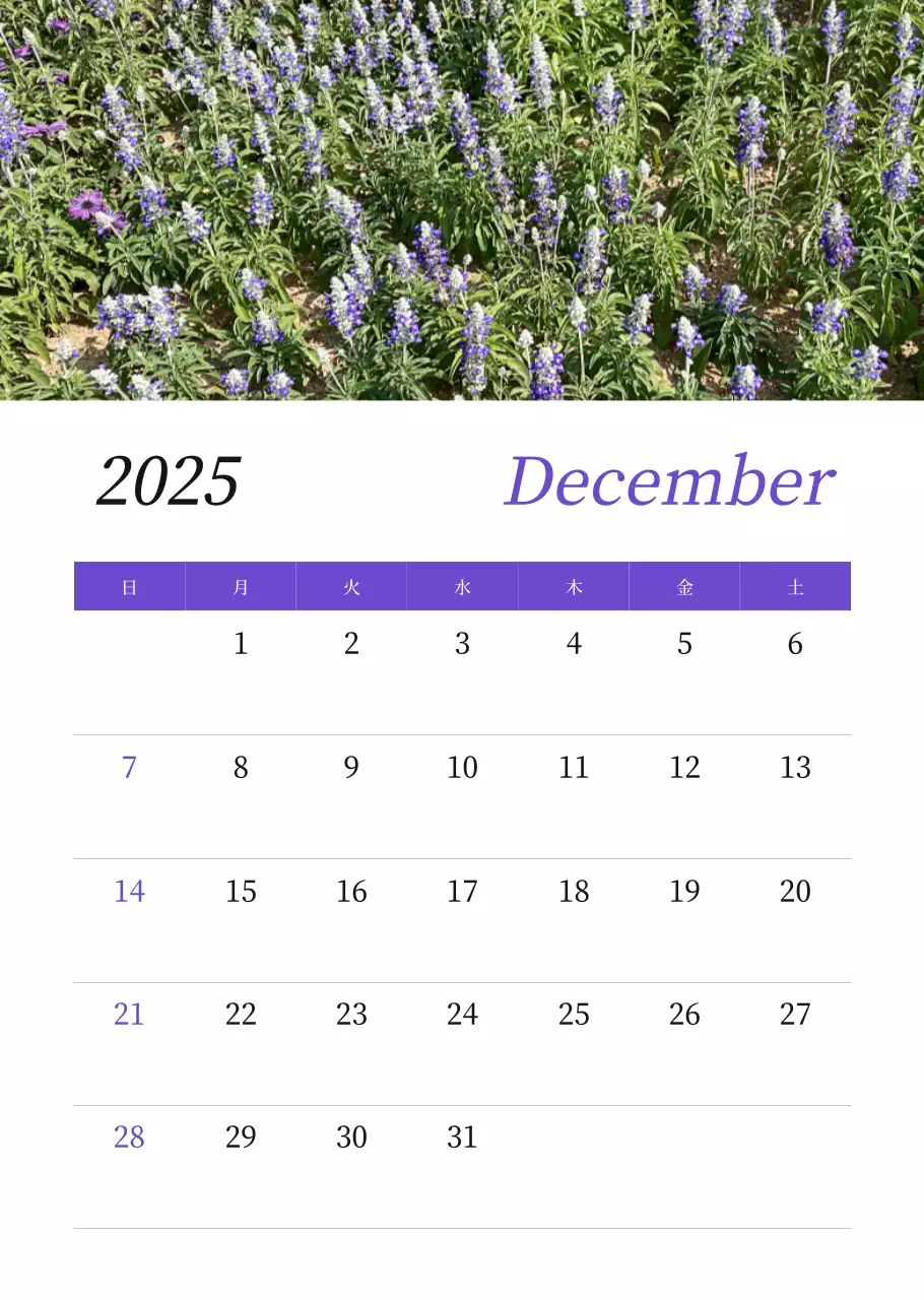 カラフルで美しい花のカレンダー