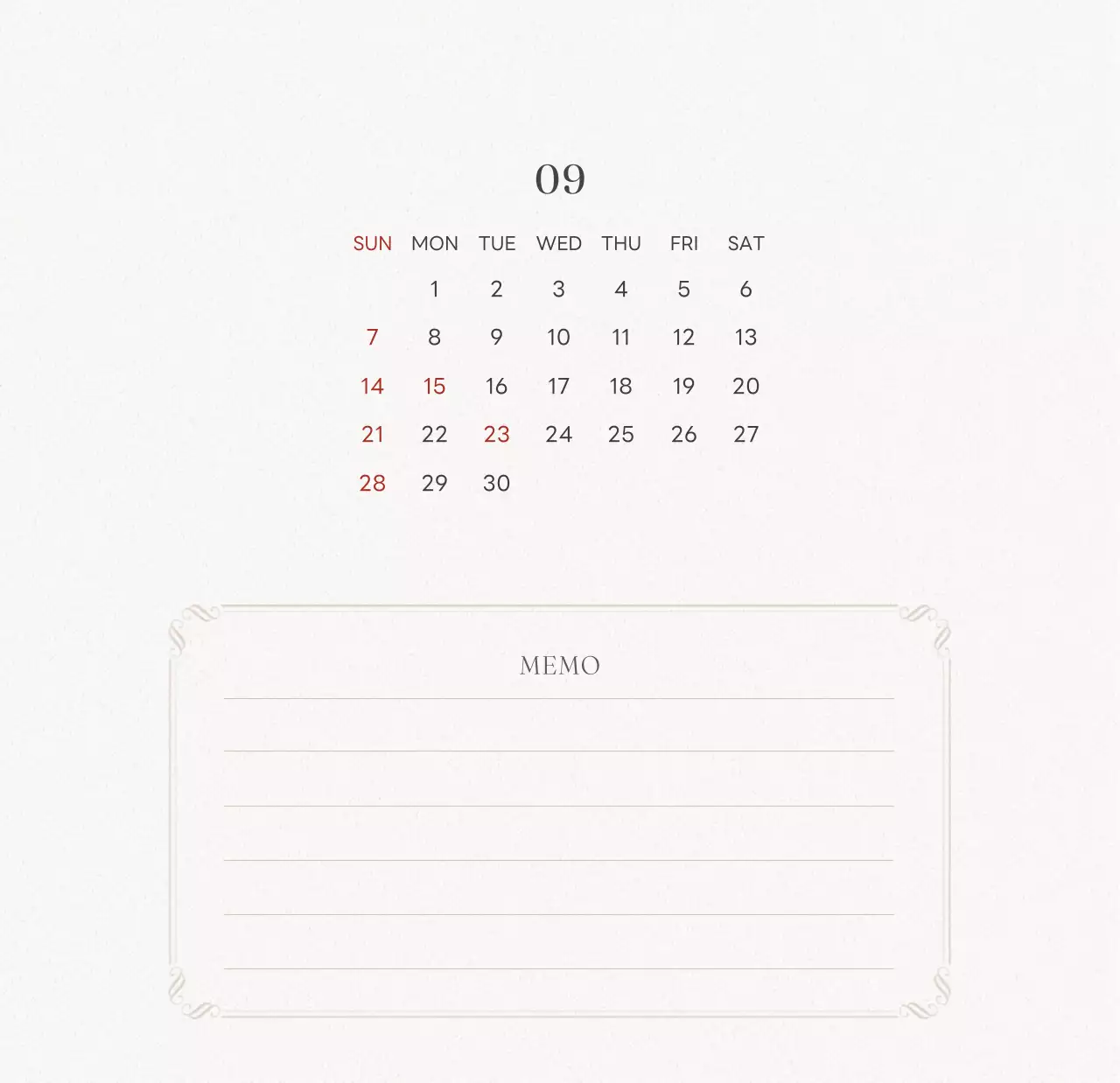 アイボリーとグリーンのシンプルな2025年花柄卓上カレンダー