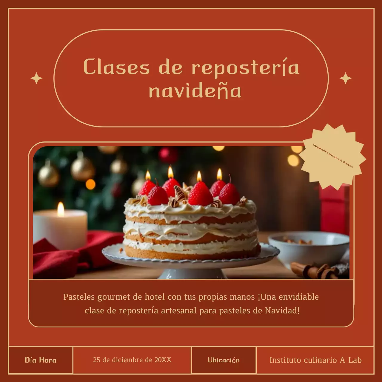 Anuncio navideño vintage marrón