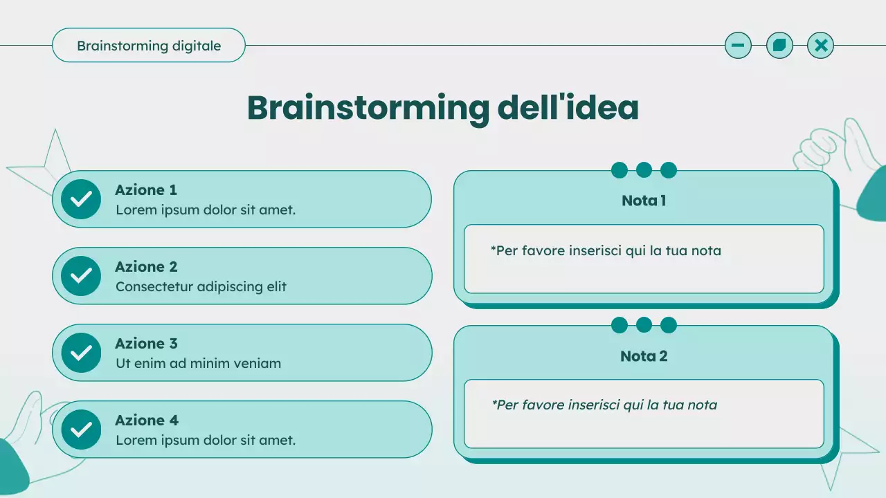 Guida alle idee per il Brainstorming moderno in verde acqua