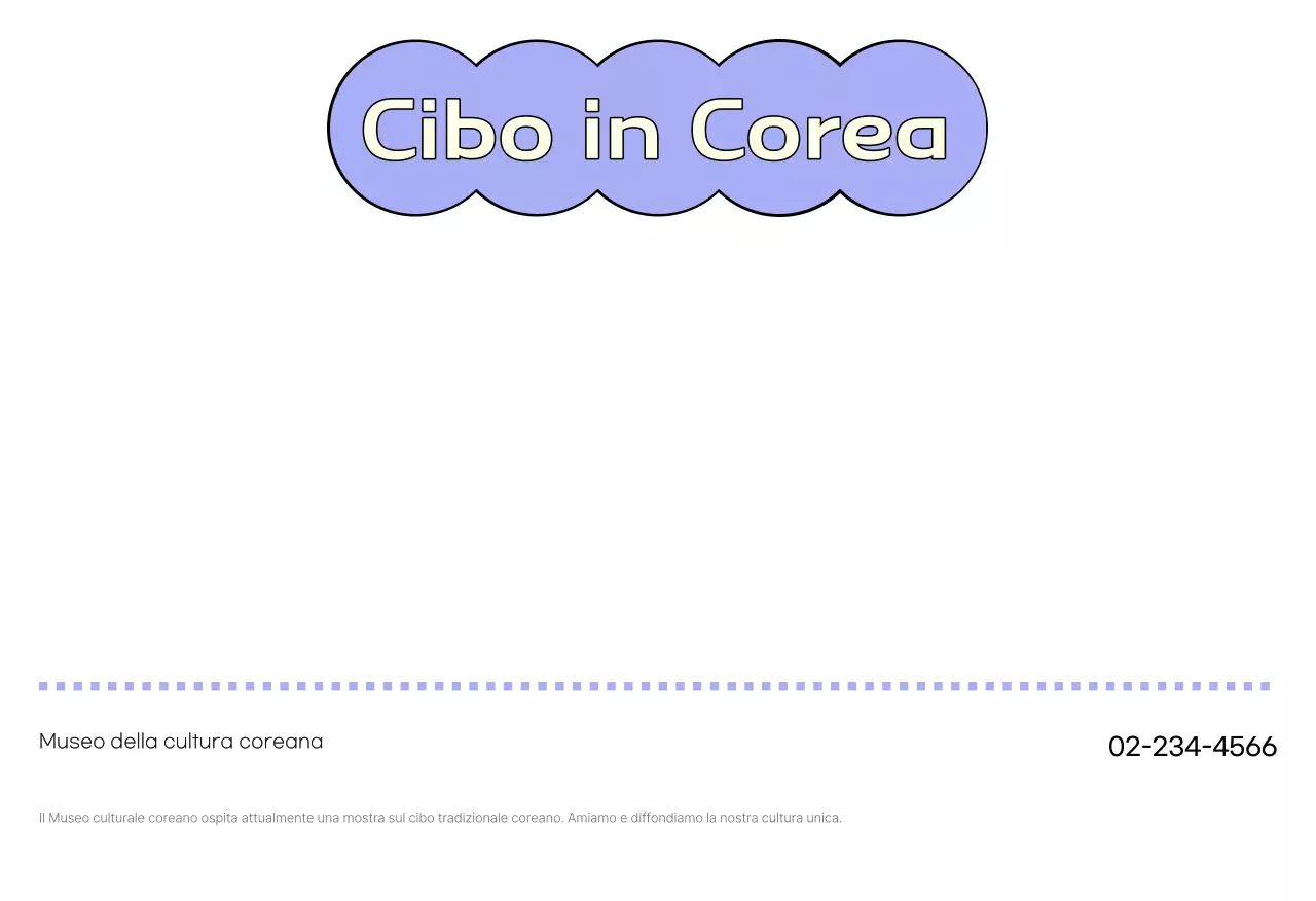 Cartolina con cibo coreano tradizionale alla menta