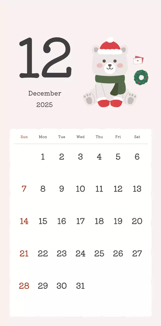 カラフルでかわいいイラストカレンダー