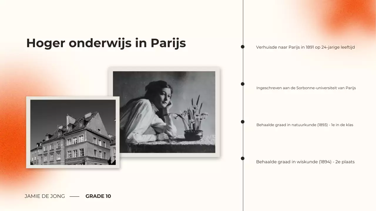 zwart en oranje moderne biografie cursus presentatie