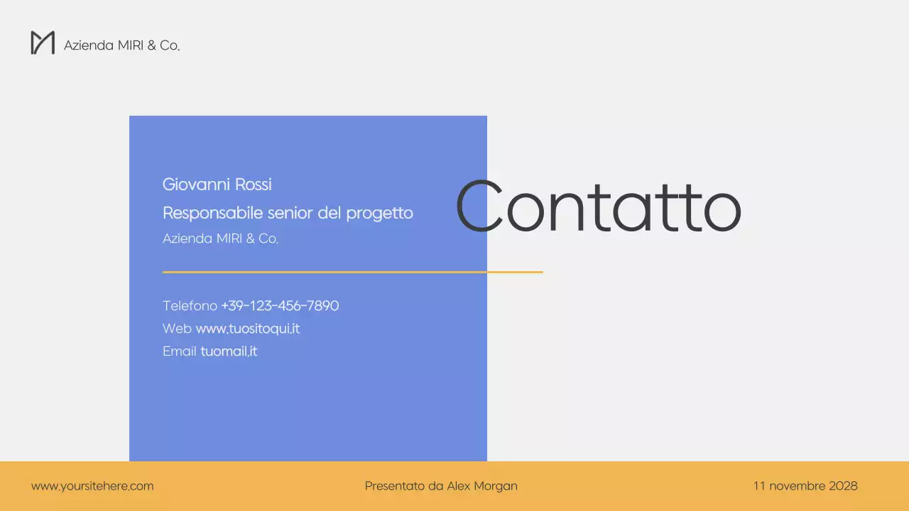 Un moderno business plan in blu e giallo