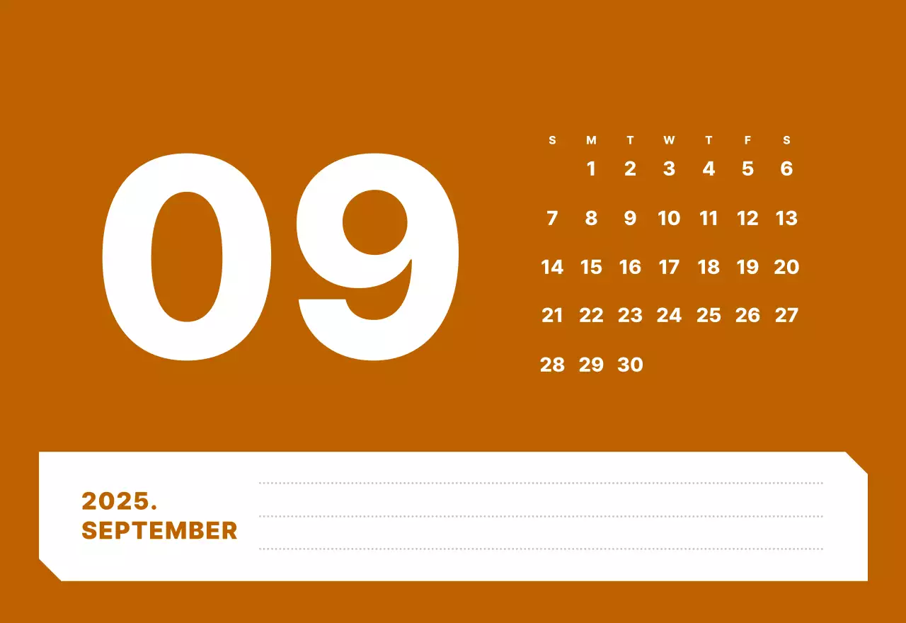 カラフルでシンプルな数字カレンダー