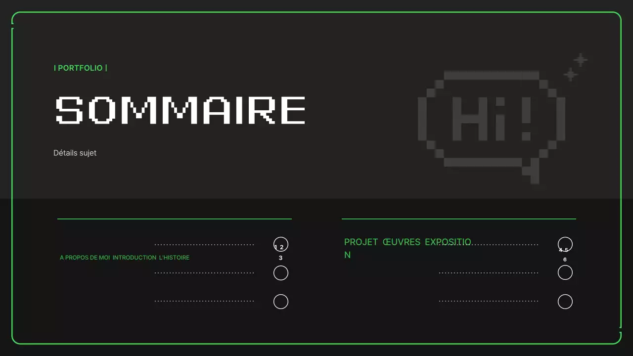 Portfolio d'illustrations pixellisées simples aux couleurs néon pour la nouvelle année