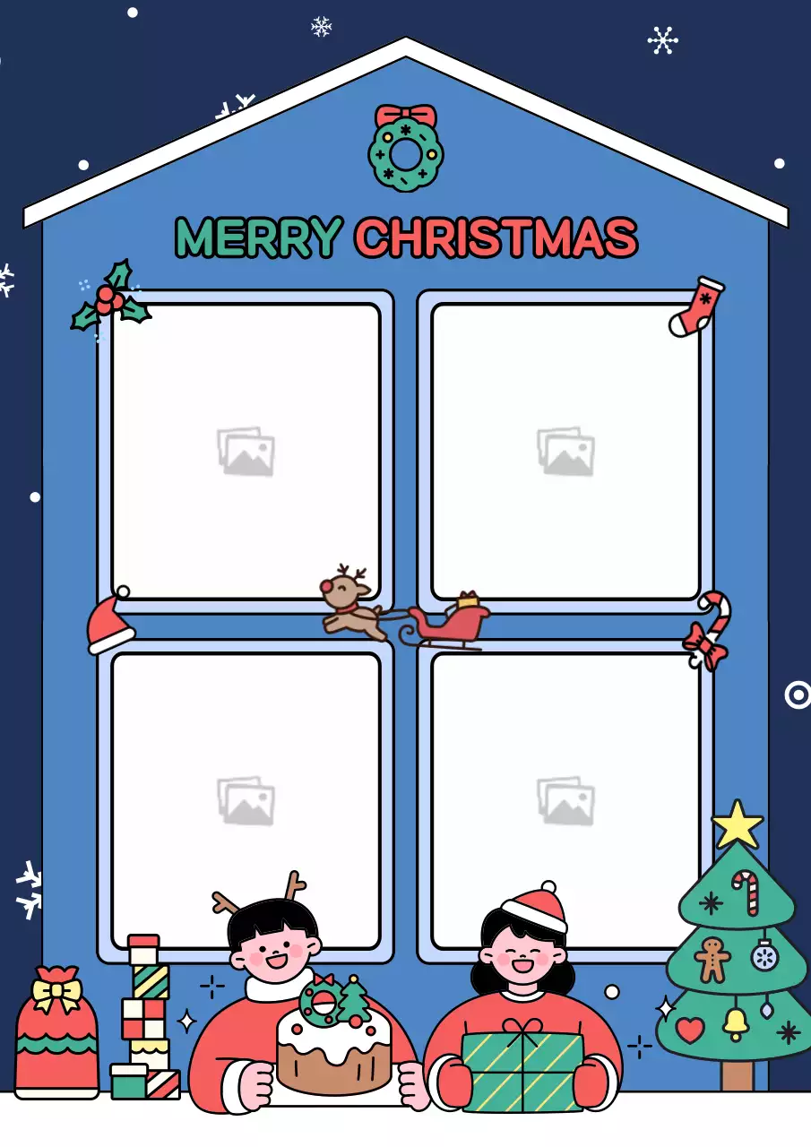 파랑 아기자기한 크리스마스 포토프레임