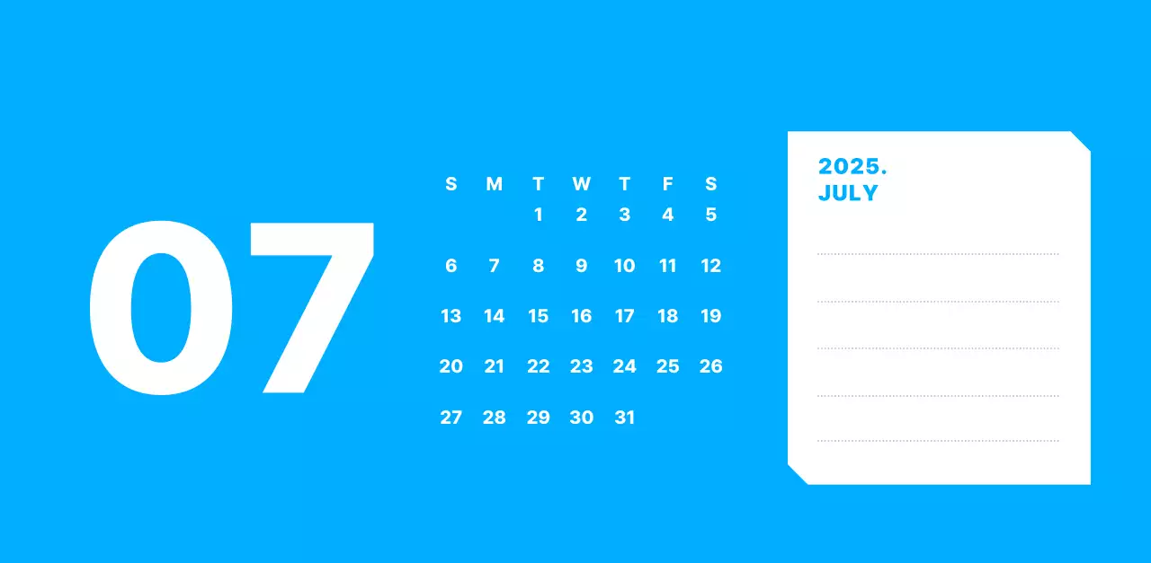 カラフルでシンプルな数字カレンダー