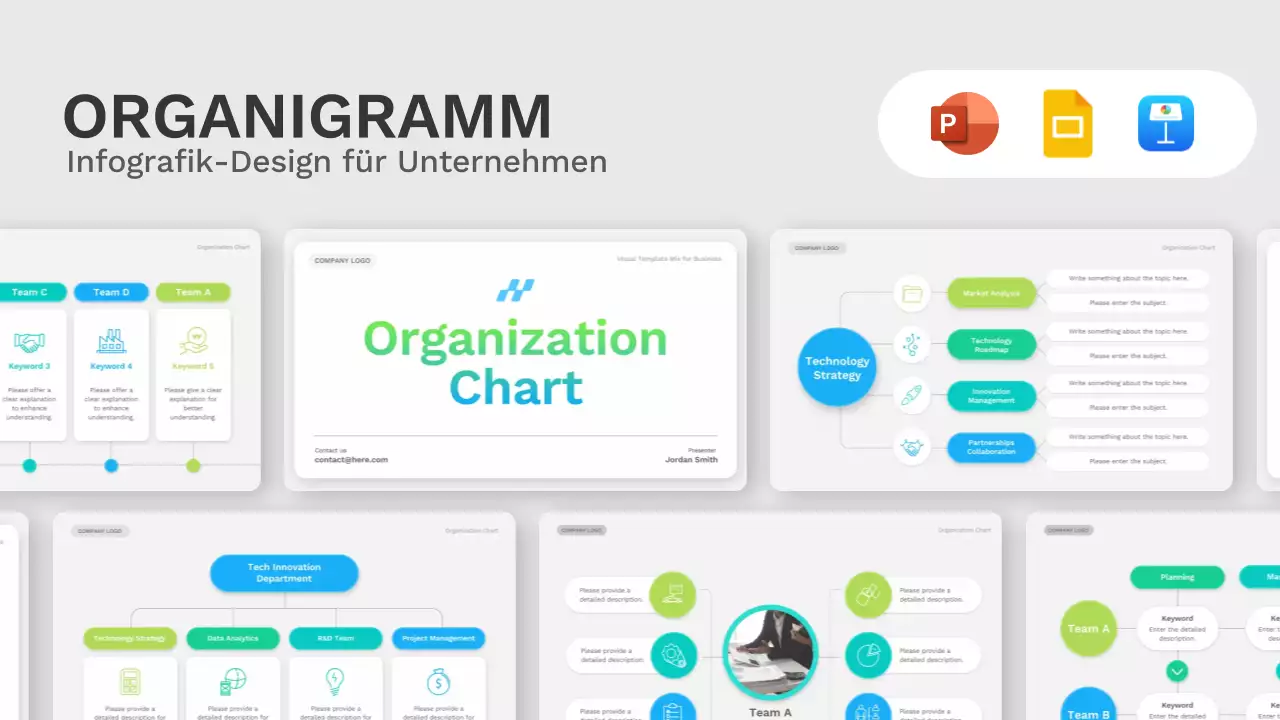 grün moderne Sammlung von Organigrammen layout