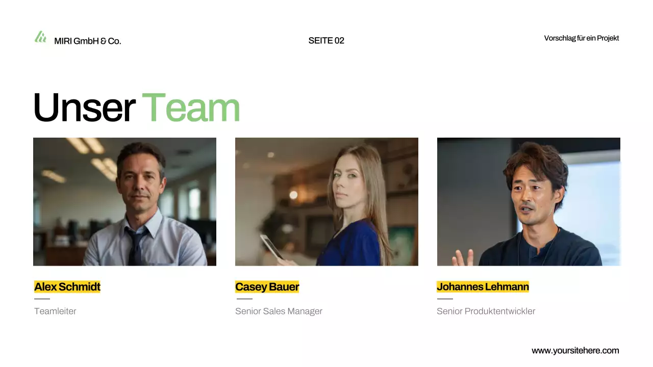 Präsentation eines grünen, modernen Projektvorschlags