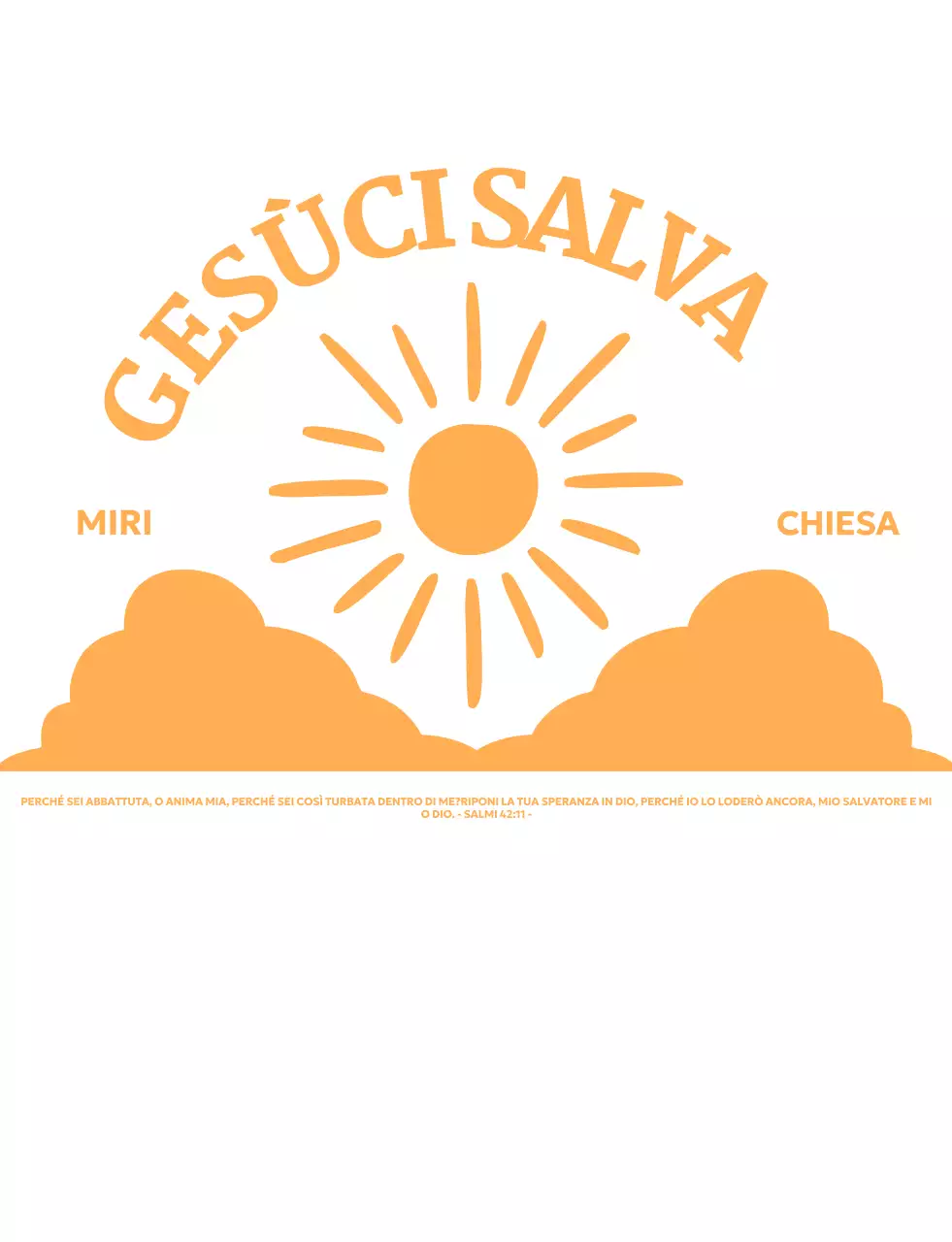 Promuovere una chiesa semplice con un'illustrazione del sole che sorge sopra le nuvole.