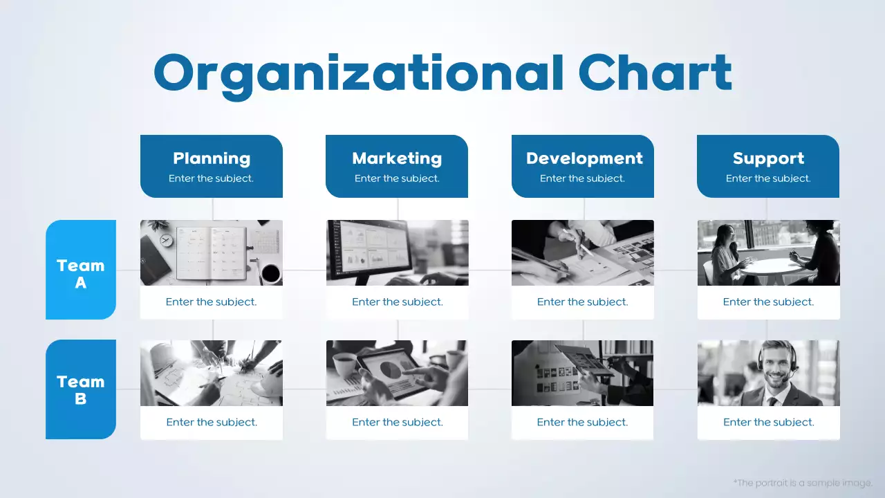 Blue Modern Organizational Chart Guide Infographic