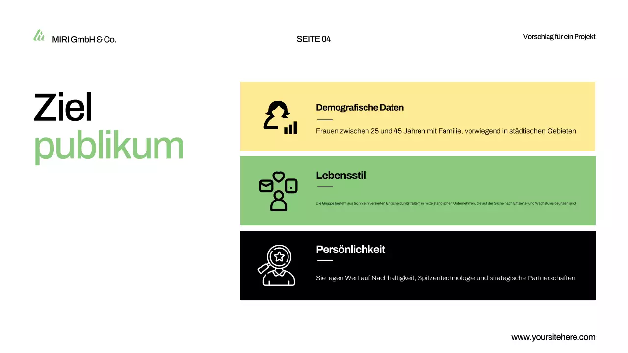 Präsentation eines grünen, modernen Projektvorschlags