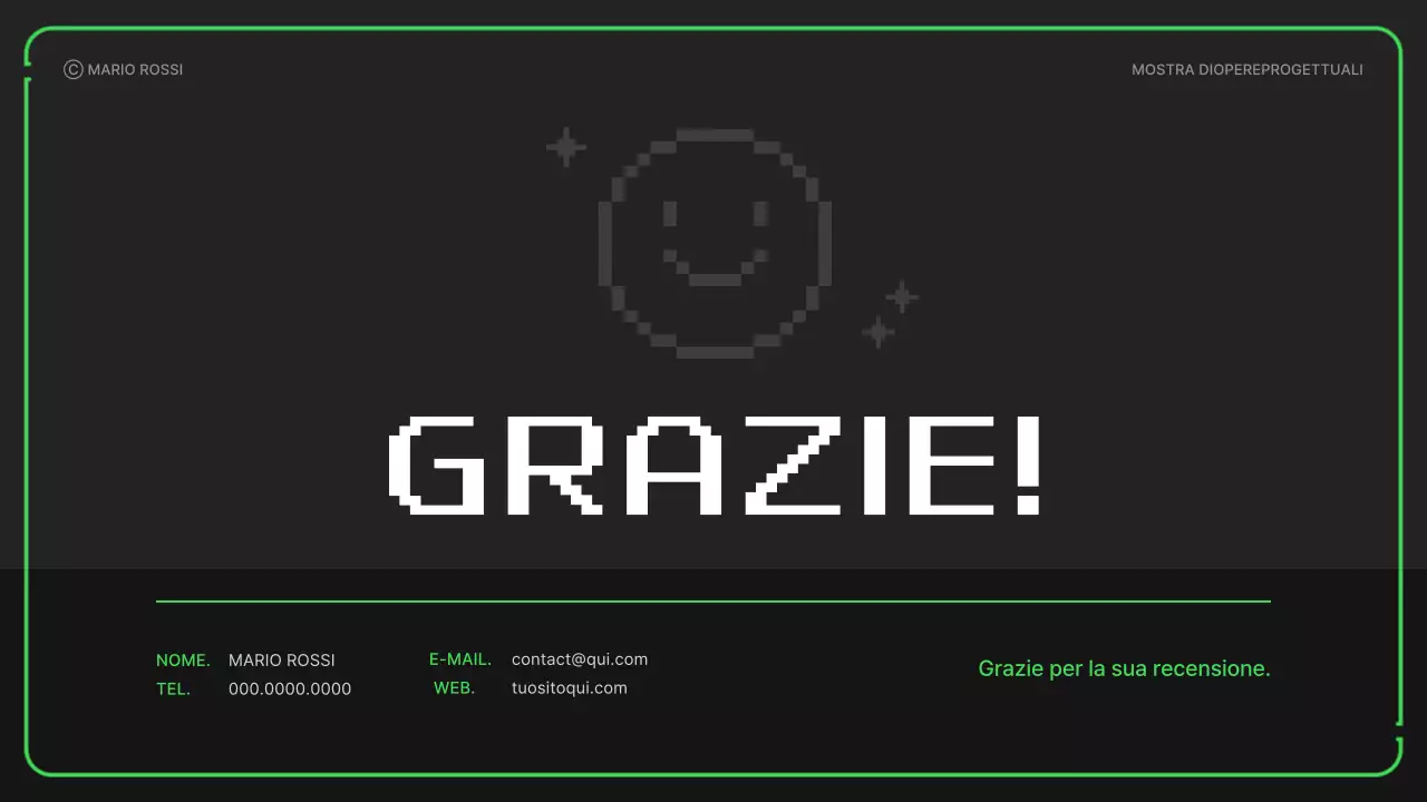 Portfolio con semplici illustrazioni pixelate in colori neon per il nuovo anno