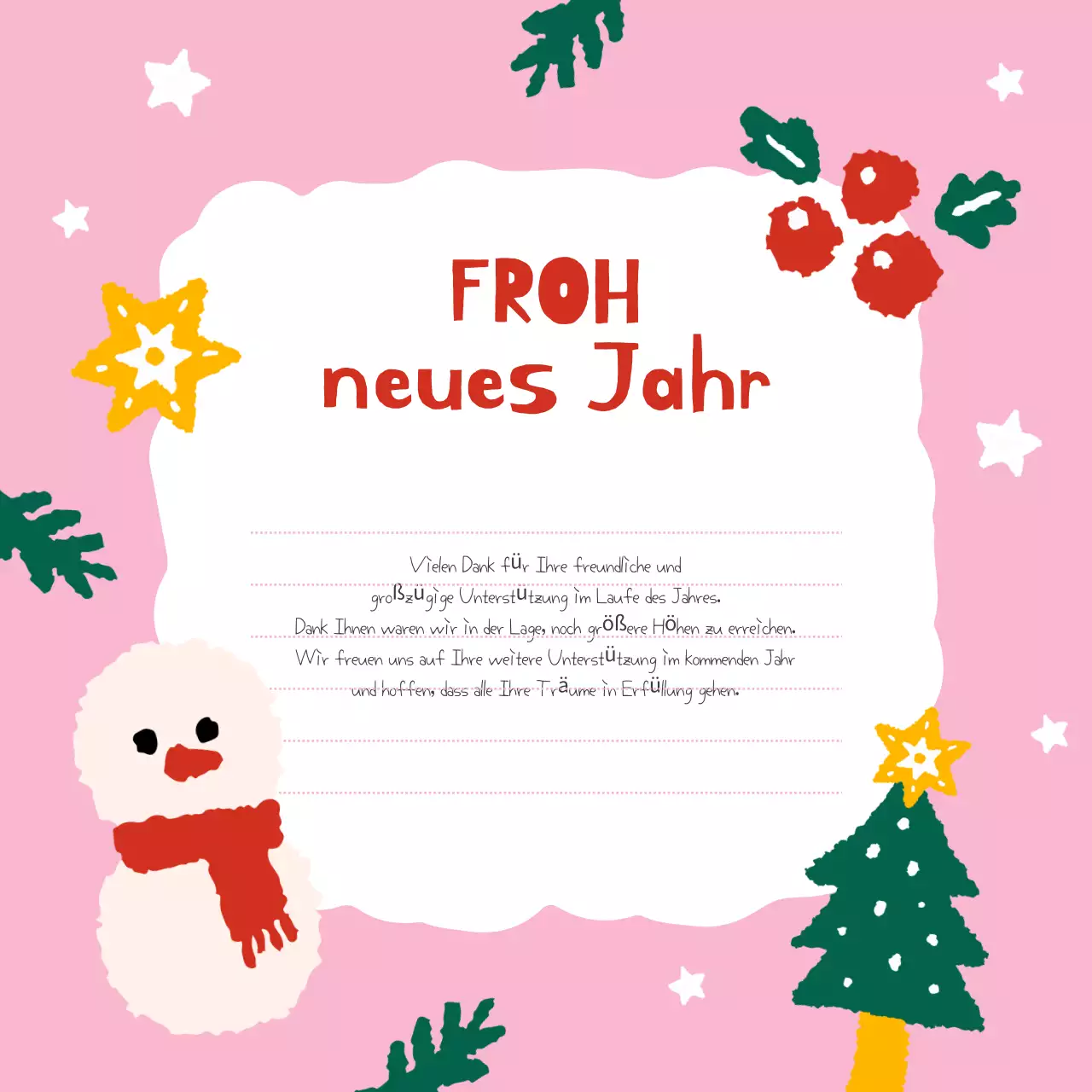 Rosa gemütliche Weihnachtskarte