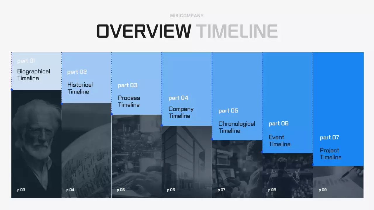 블루 모던 타임라인 프레젠테이션