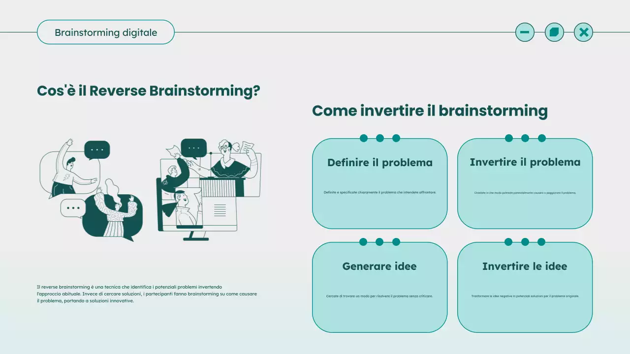 Guida alle idee per il Brainstorming moderno in verde acqua