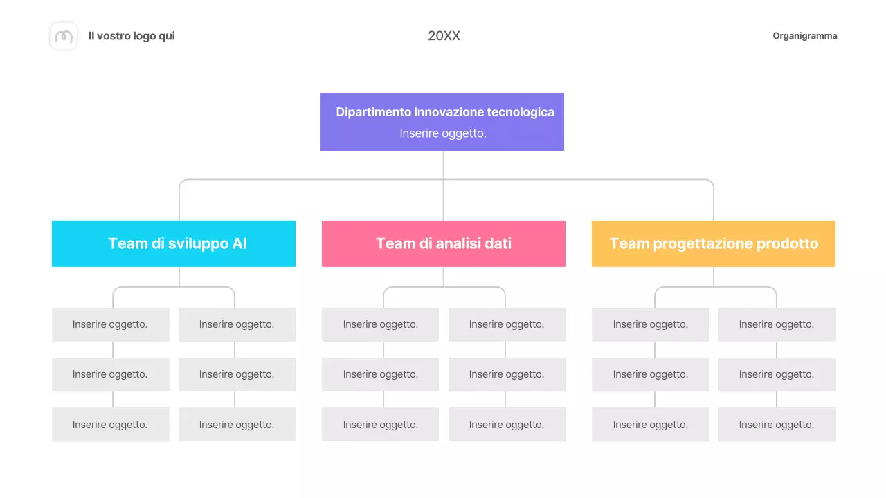 layout colorato dell'organigramma semplice infografico