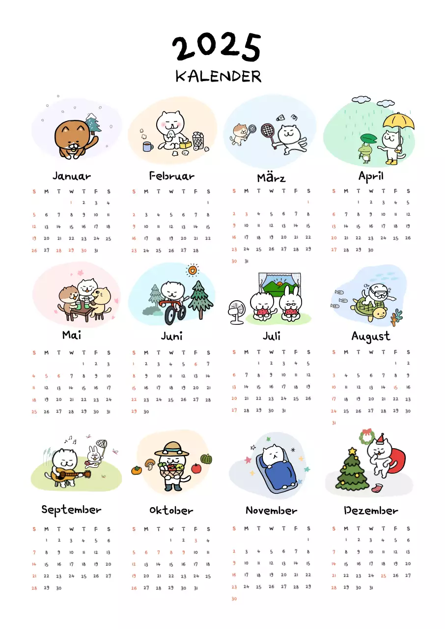 Hellblauer bezaubernder Kalender