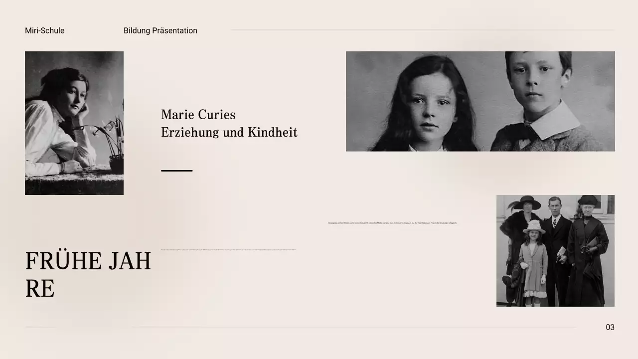 Schwarz und Beige Vintage Minimal Exploring the Life of Marie Curie Class Material