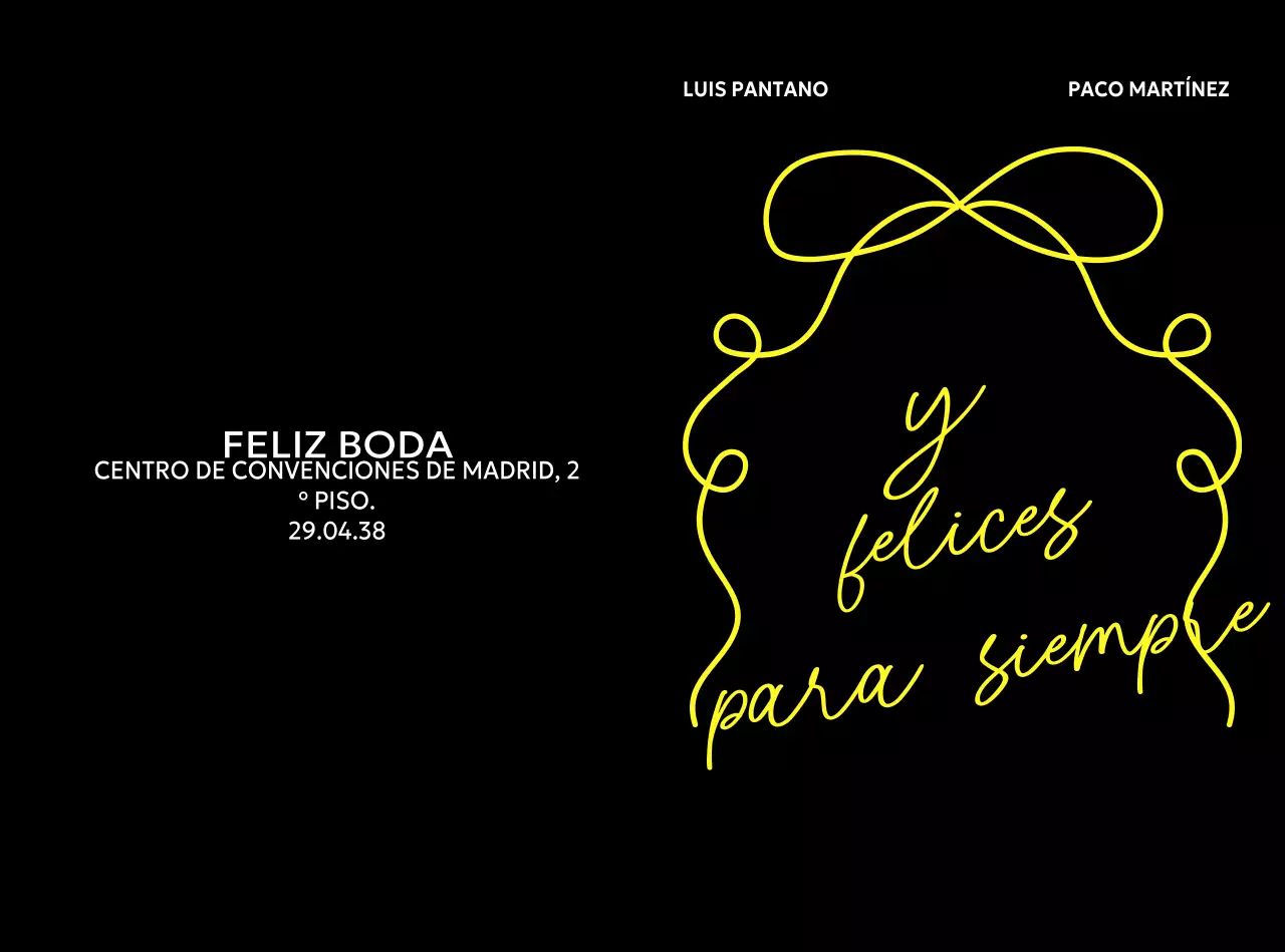 Invitación de boda minimalista en negro