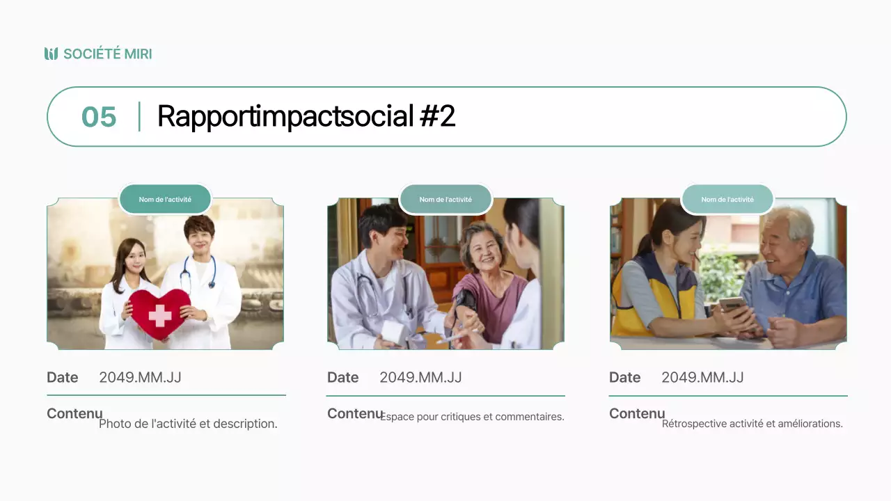 Des rapports sur l'impact social simples et de couleur chartreuse