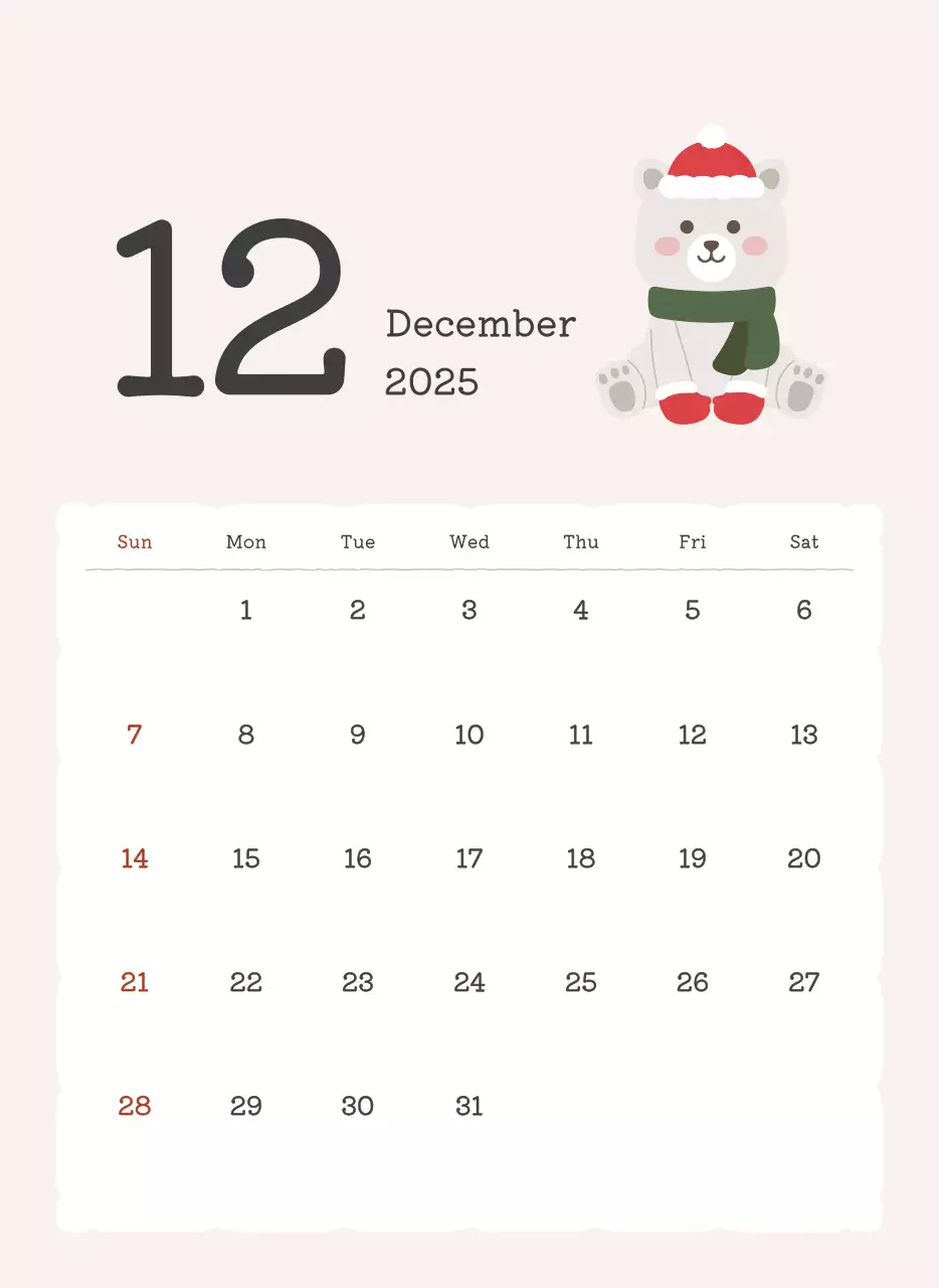 カラフルでかわいいイラストカレンダー