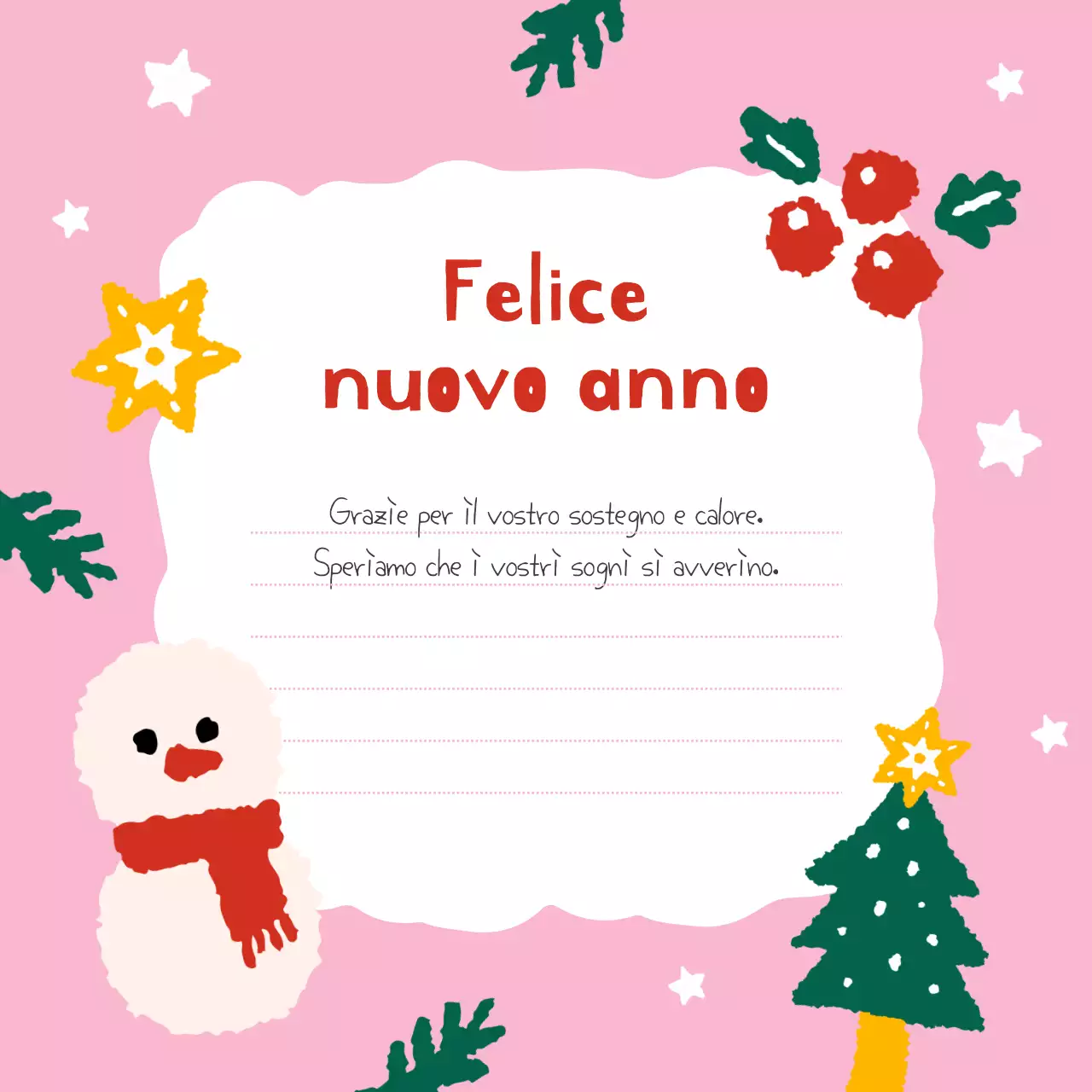 Biglietto di Natale rosa accogliente