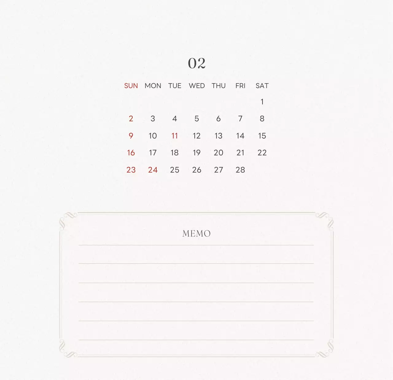 アイボリーとグリーンのシンプルな2025年花柄卓上カレンダー