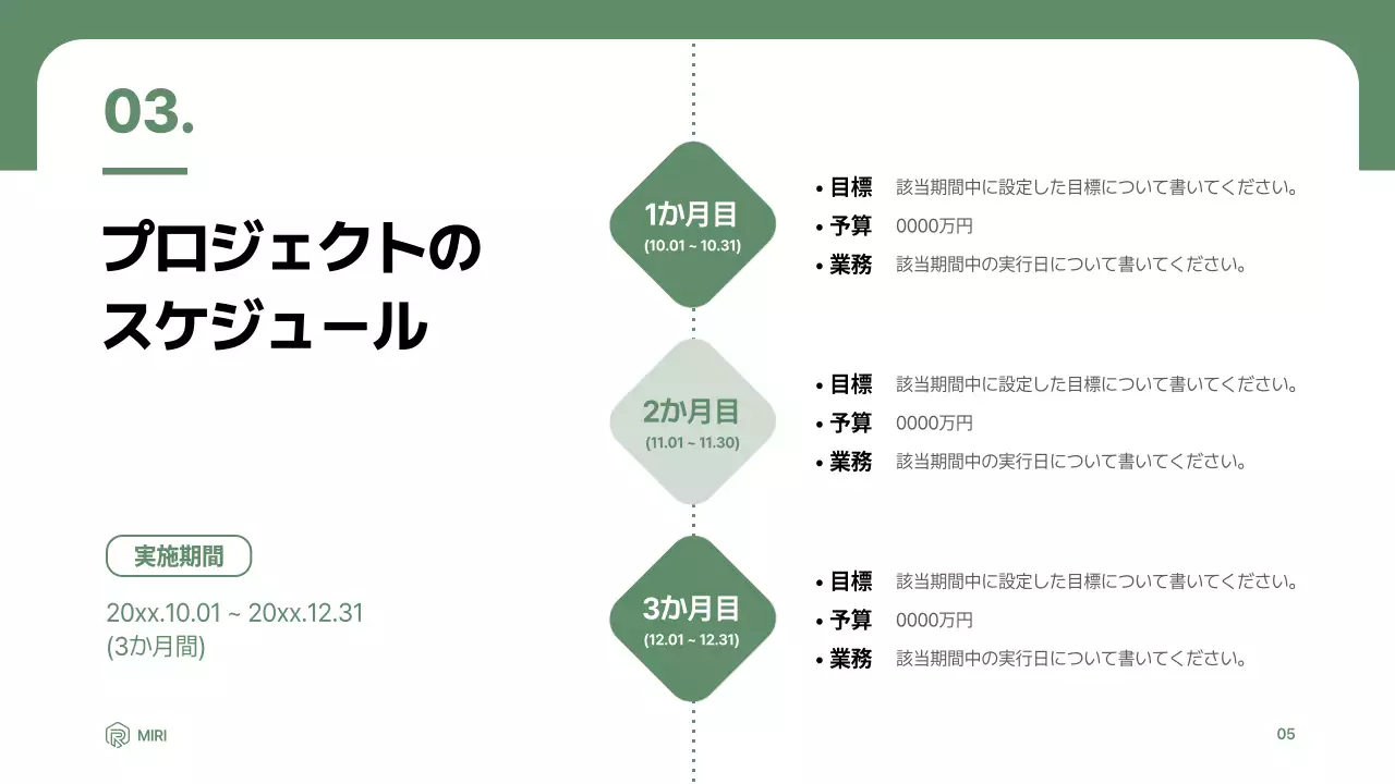 緑 シンプル ビジネス 報告書 プレゼンテーション
