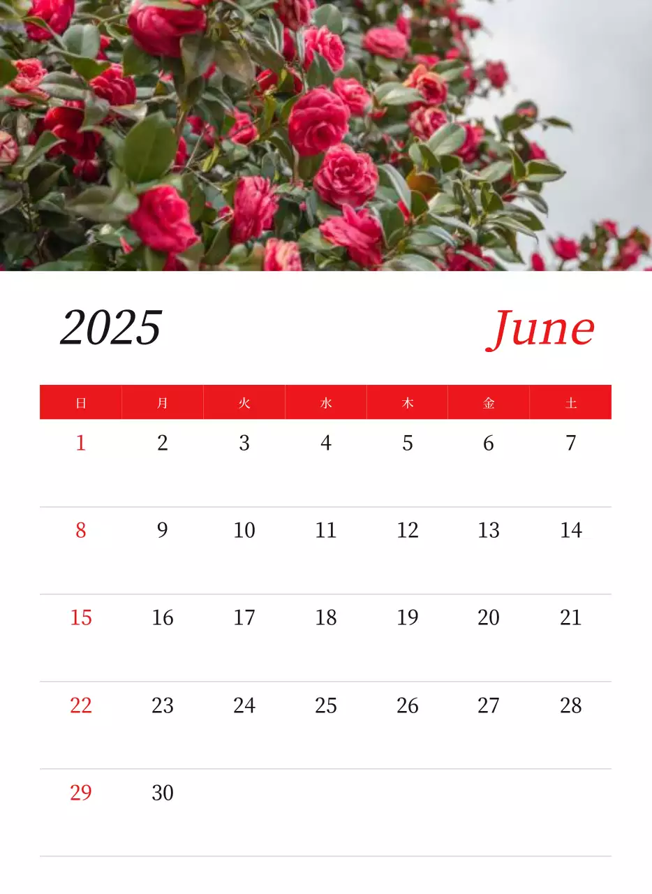 カラフルで美しい花のカレンダー